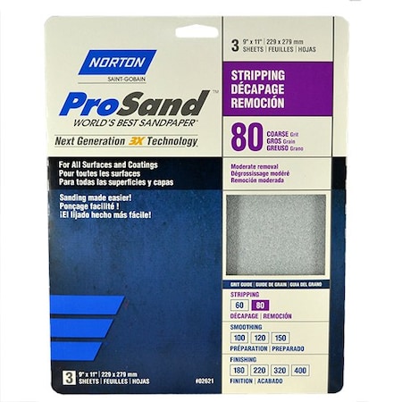 Norton Co 9X11 Sht  Ps Handy 3Pk Alu-Ox 80 02621 2621